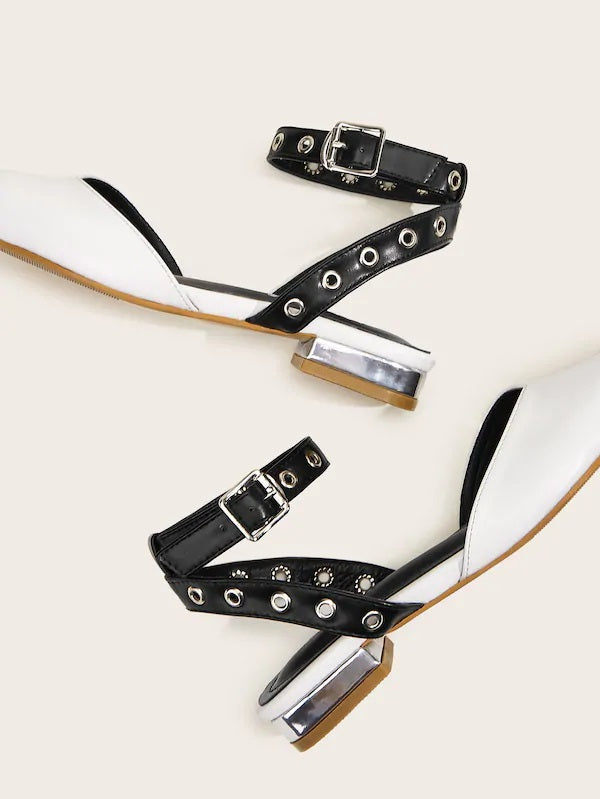 CM-SHS903230 Women Trendy Seoul Style Point Toe Ankle Strap Flats - White