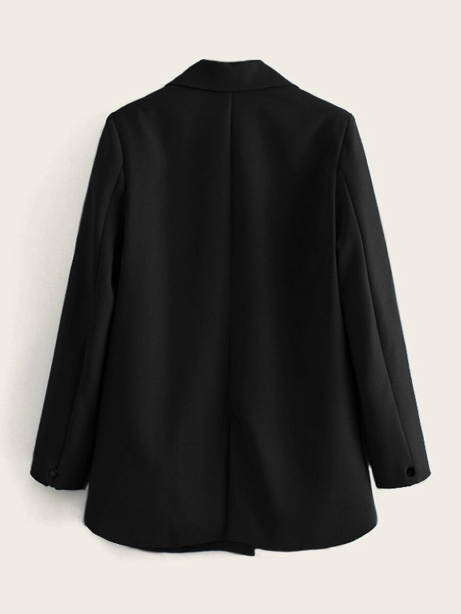 CM-CS917859 Women Elegant Seoul Style Long Sleeve Double Breasted Lapel Neck Blazer - Black