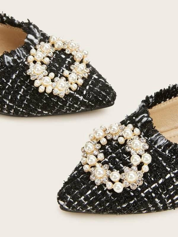 CM-SHS924434 Women Elegant Seoul Style Point Toe Raw Trim Ballet Flats - Black