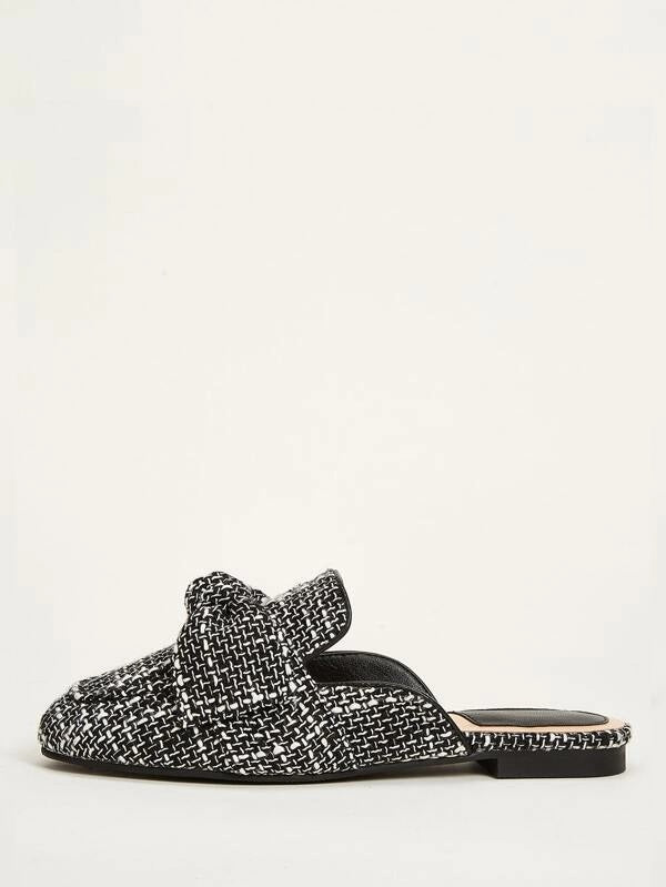 CM-SHS925782 Women Elegant Seoul Style Bow Decor Flat Loafers Mules - Black