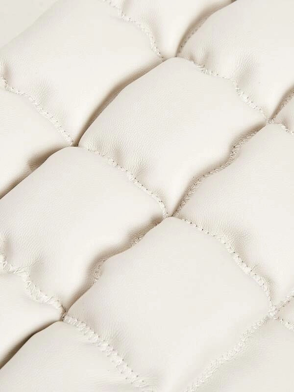 CM-BGS929473 Women Casual Seoul Style Faux Pearl Decor Quilted Chain Crossbody Bag - White