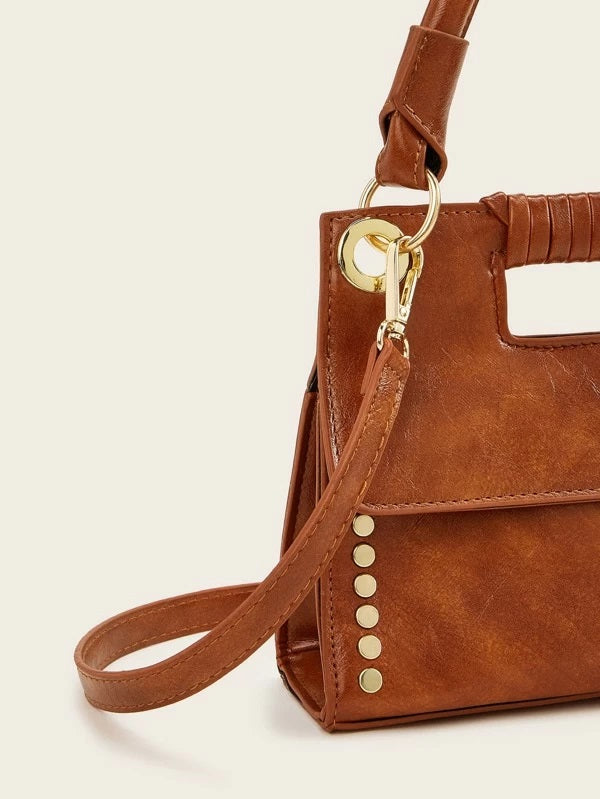 CM-BGS202822 Women Elegnat Seoul Style Studded Decor Grab Satchel Bag - Bown