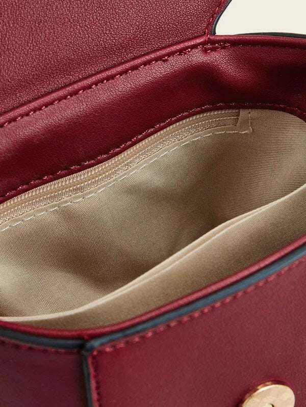 CM-BGS209377 Women Casual Seoul Style Minimalist Flap Satchel Bag - Wine Red