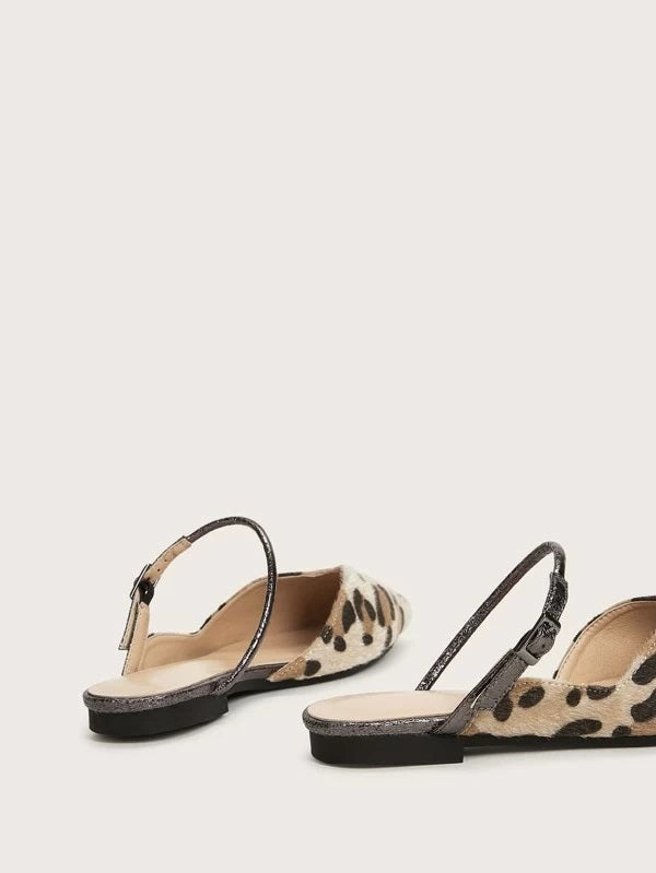 CM-SHS219497 Women Casual Seoul Style Leopard Print Point Toe Slingback Flats