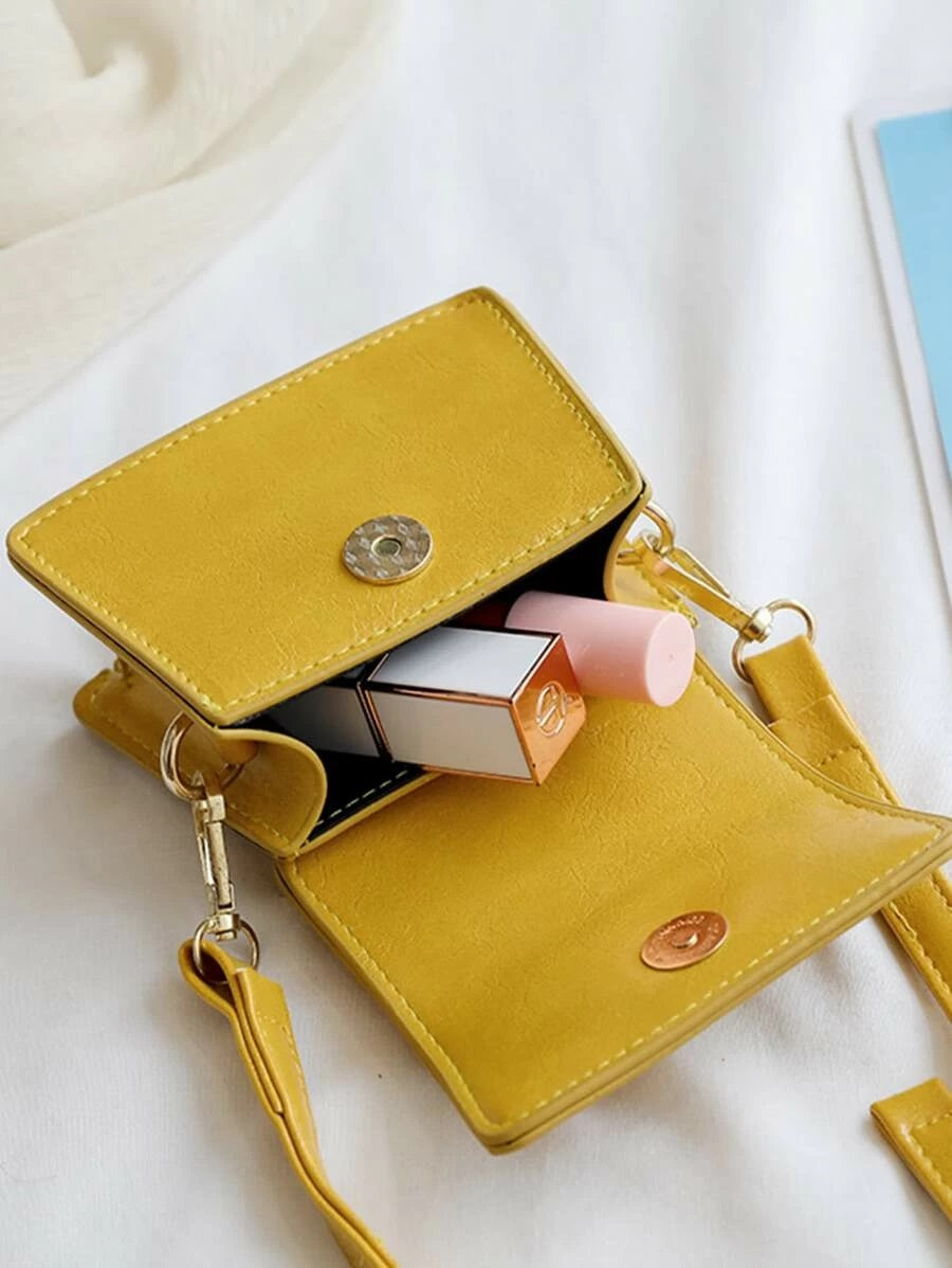 CM-BGS226695 Women Trendy Seoul Style Mini Flap Satchel Bag - Yellow