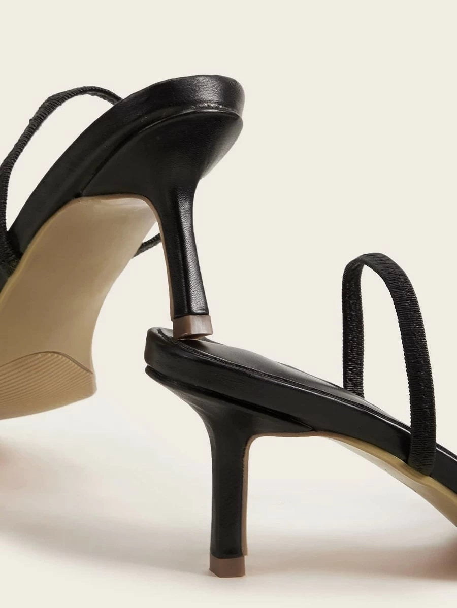 CM-SHS108693 Women Casual Seoul Style Strappy Stiletto Heeled Mules - Black