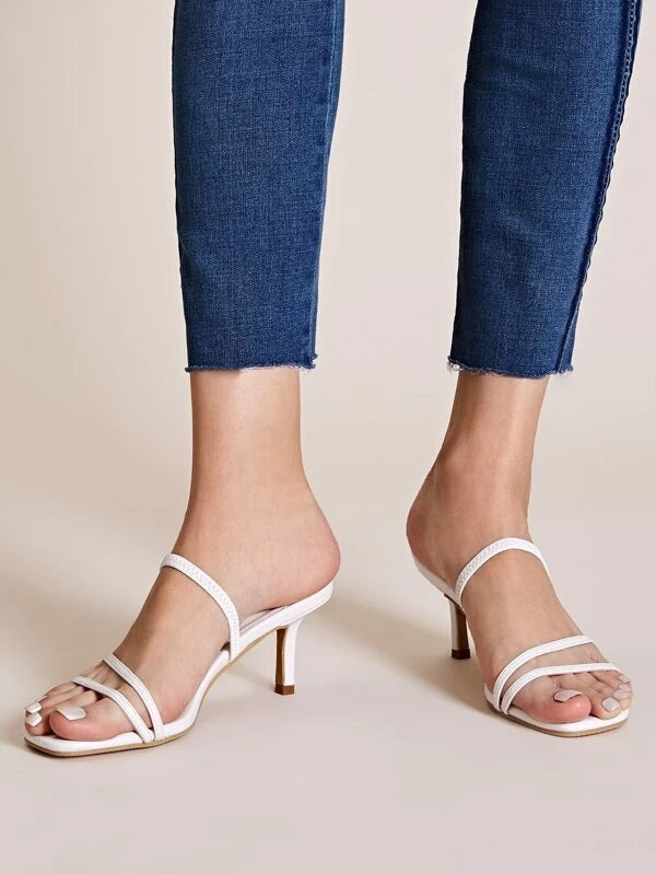 CM-SHS108666 Women Casual Seoul Style Strappy Slingback Open Toe Stiletto Heels - White