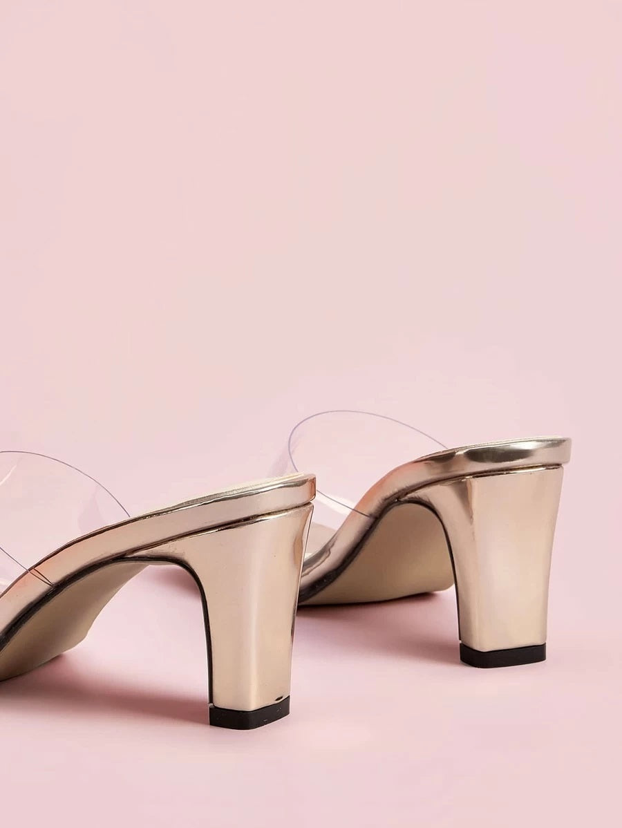 CM-SHS218659 Women Casual Seoul Style Clear Open Toe Heeled Mules