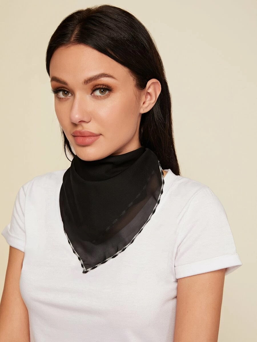 CM-FS316783 Women Contrast Trim Sunscreen Scarf Mask - Black