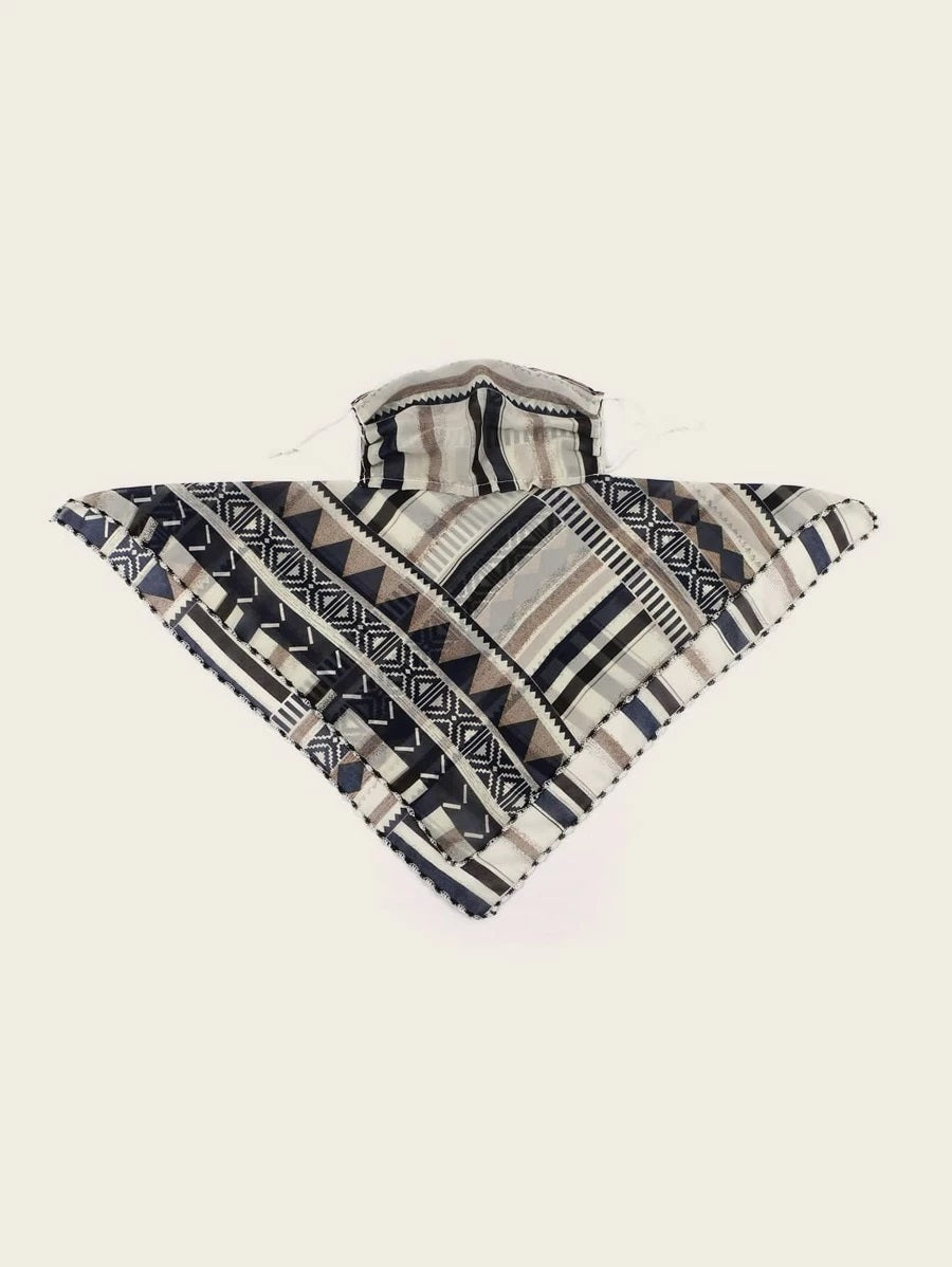 CM-FS316294 Women Geometric Striped Print Sunscreen Scarf Mask