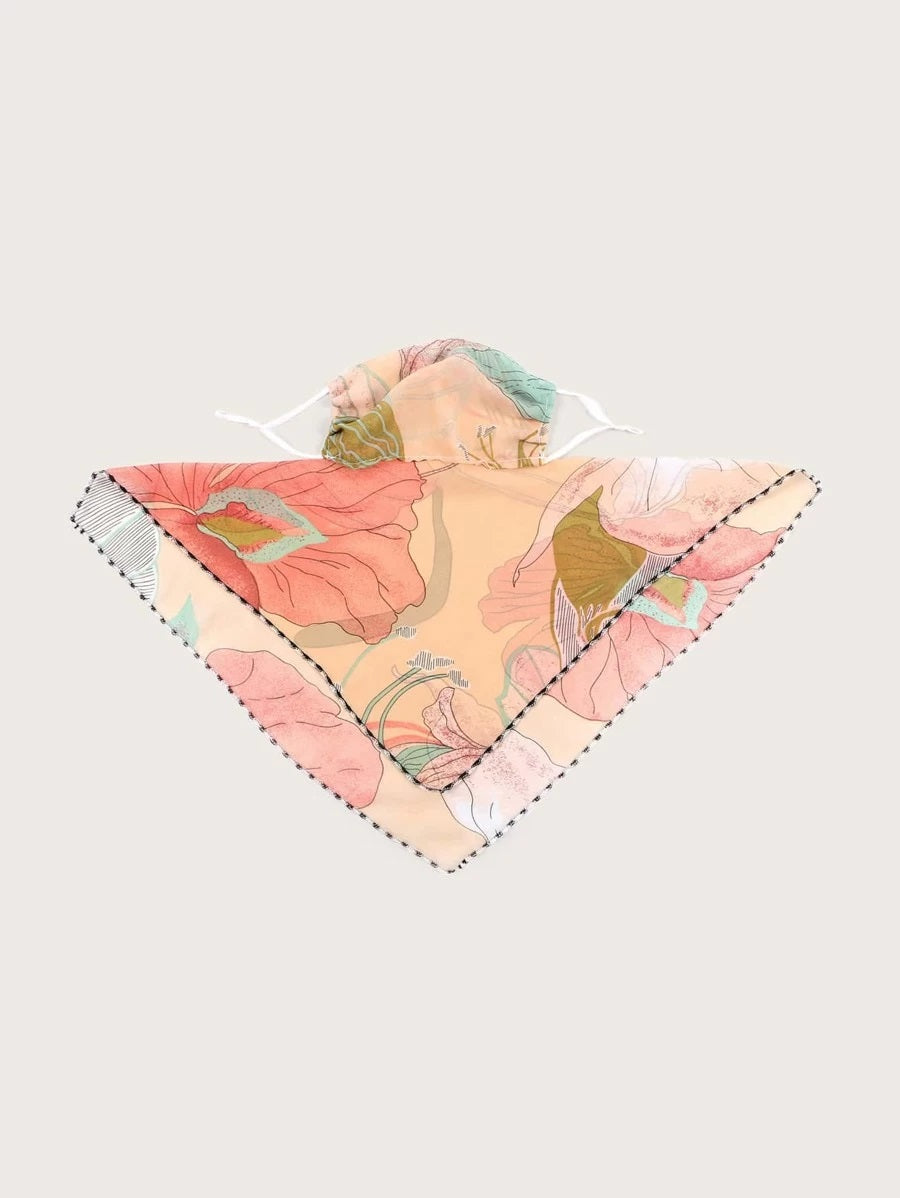 CM-FS316952 Women Floral Pattern Sunscreen Scarf Mask