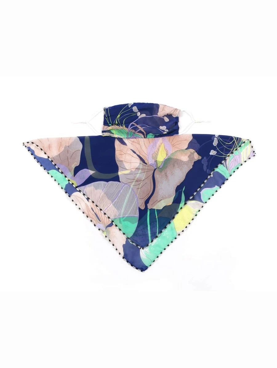 CM-FS317040 Women Floral Pattern Sunscreen Scarf Mask