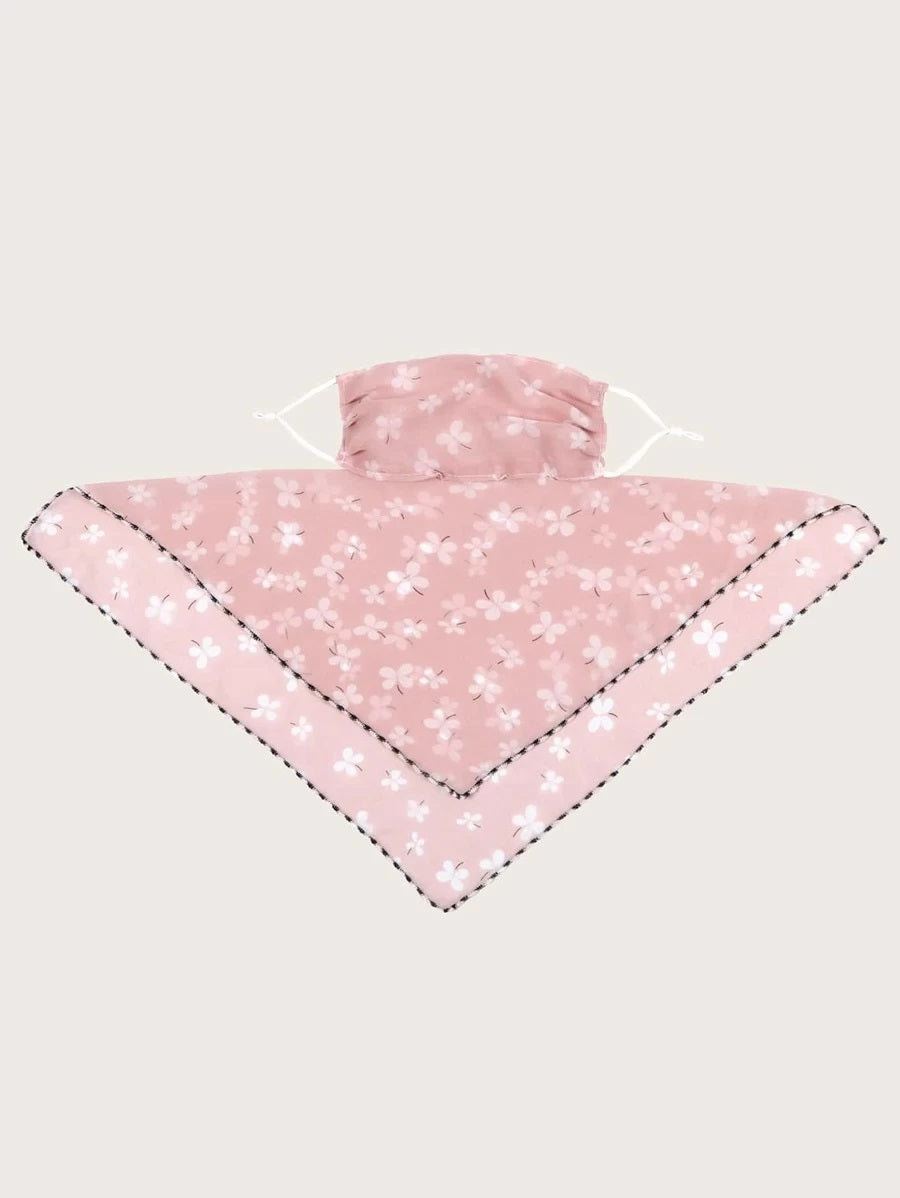 CM-FS325923 Women Floral Pattern Sunscreen Scarf Mask - Pink