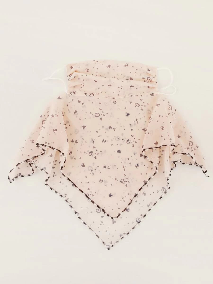 CM-FS325965 Women Heart Print Sunscreen Scarf Mask - Pink