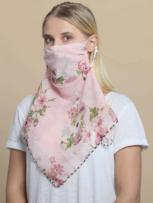 CM-FS325160 Women Floral Pattern Sunscreen Scarf Mask