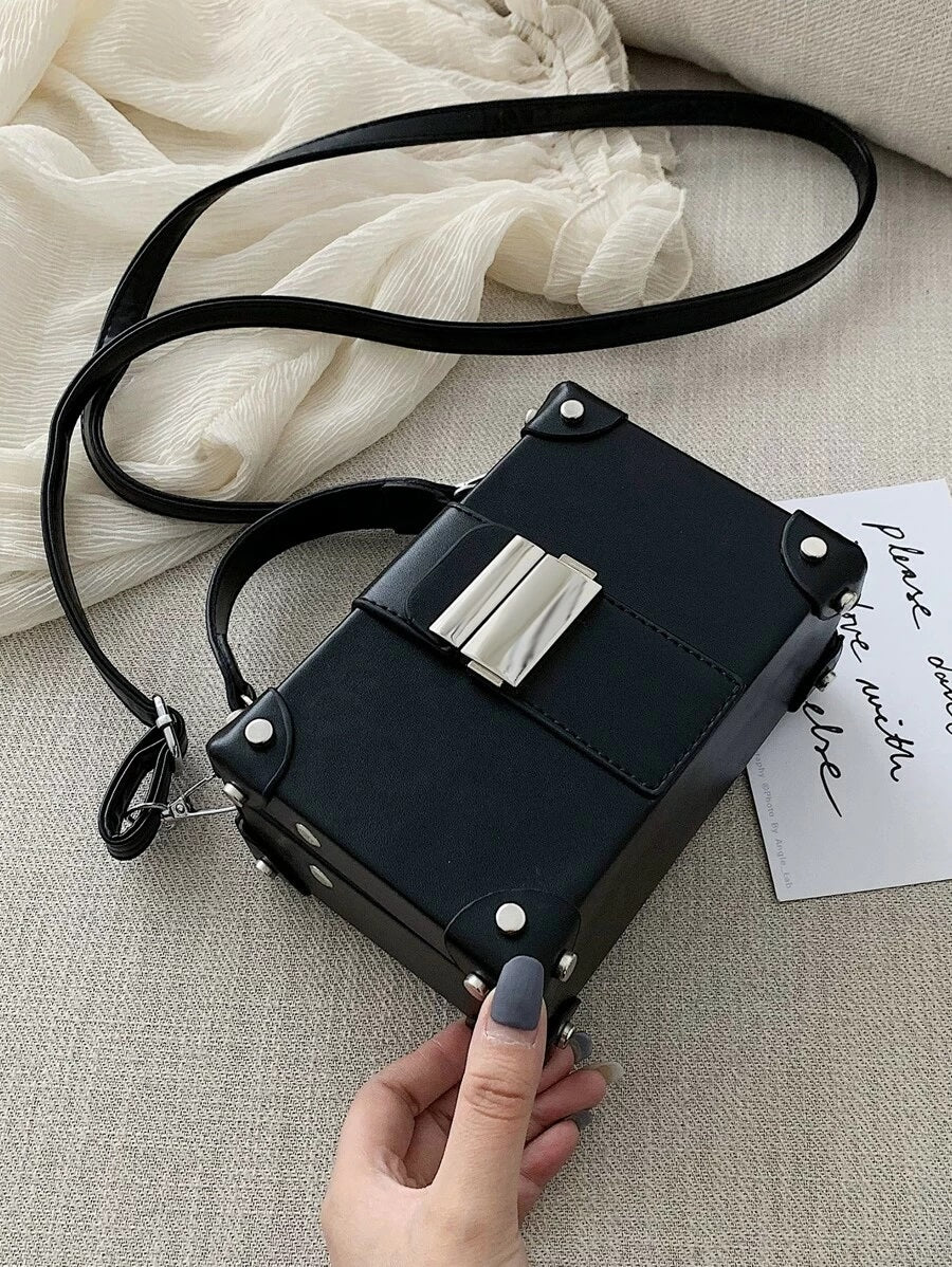 CM-BGS414990 Women Trendy Seoul Style Minimalist Box Bag - Black