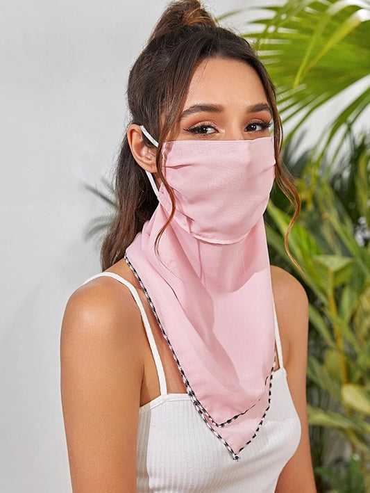 CM-FS325624 Women Plain Sunscreen Scarf Mask - Pink