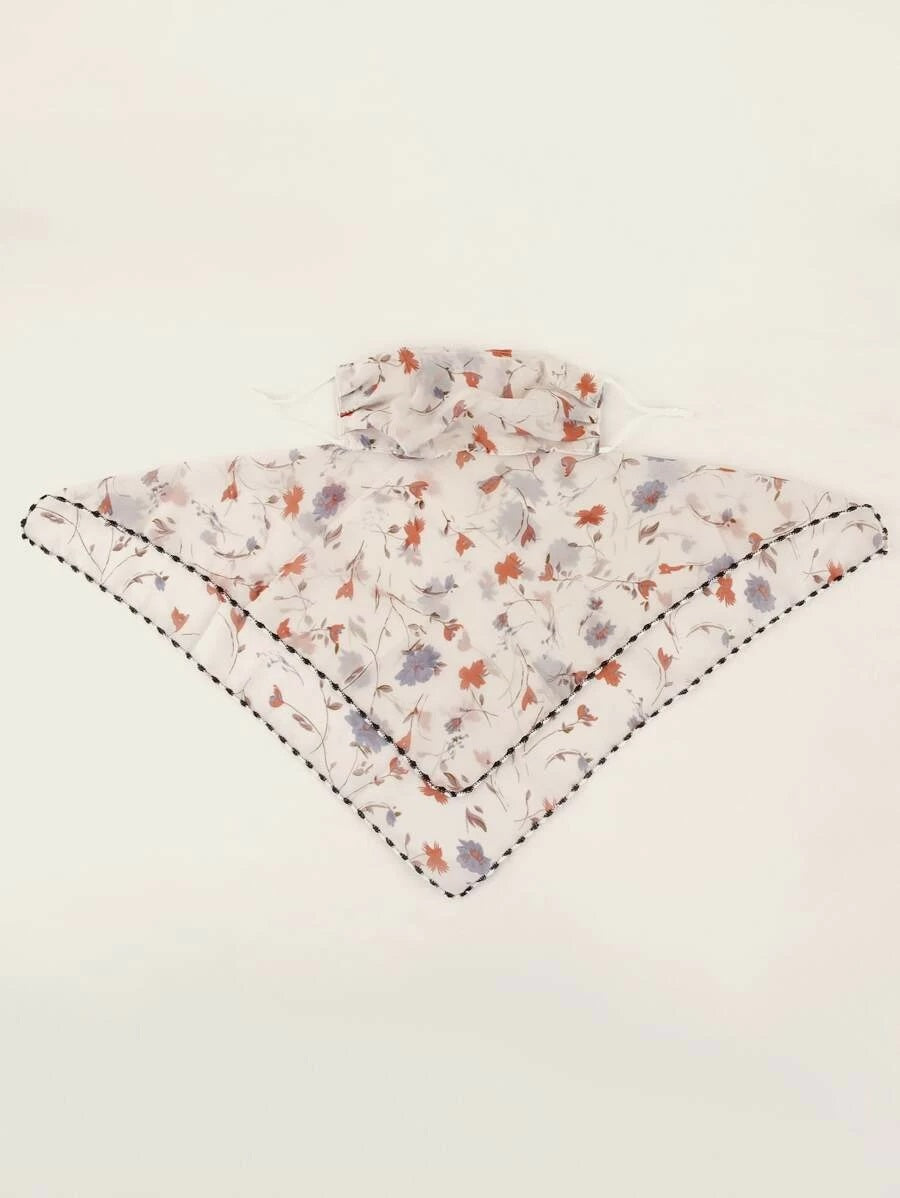 CM-FS325147 Women Floral Pattern Sunscreen Scarf Mask