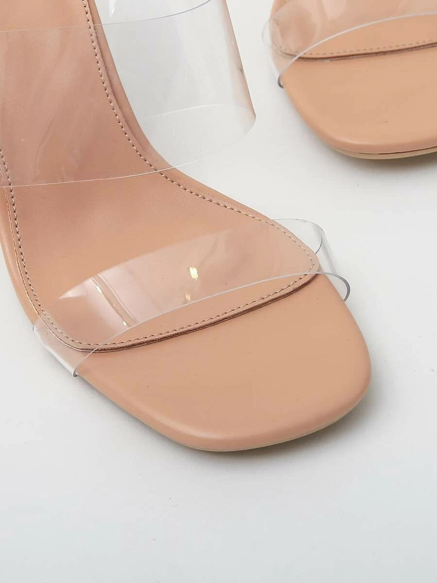 CM-SHS421638 Women Elegant Seoul Style Open Toe Clear Heeled Mules - Pink