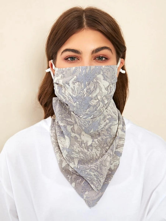 CM-FS415119 Women Graphic Pattern Silk Scarf Mask