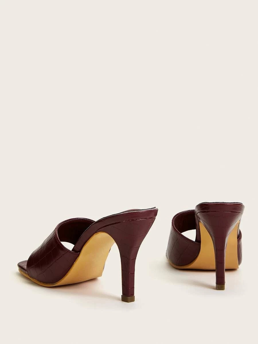CM-SHS515869 Women Trendy Seoul Style Open Toe Stiletto Heeled Mules - Brown