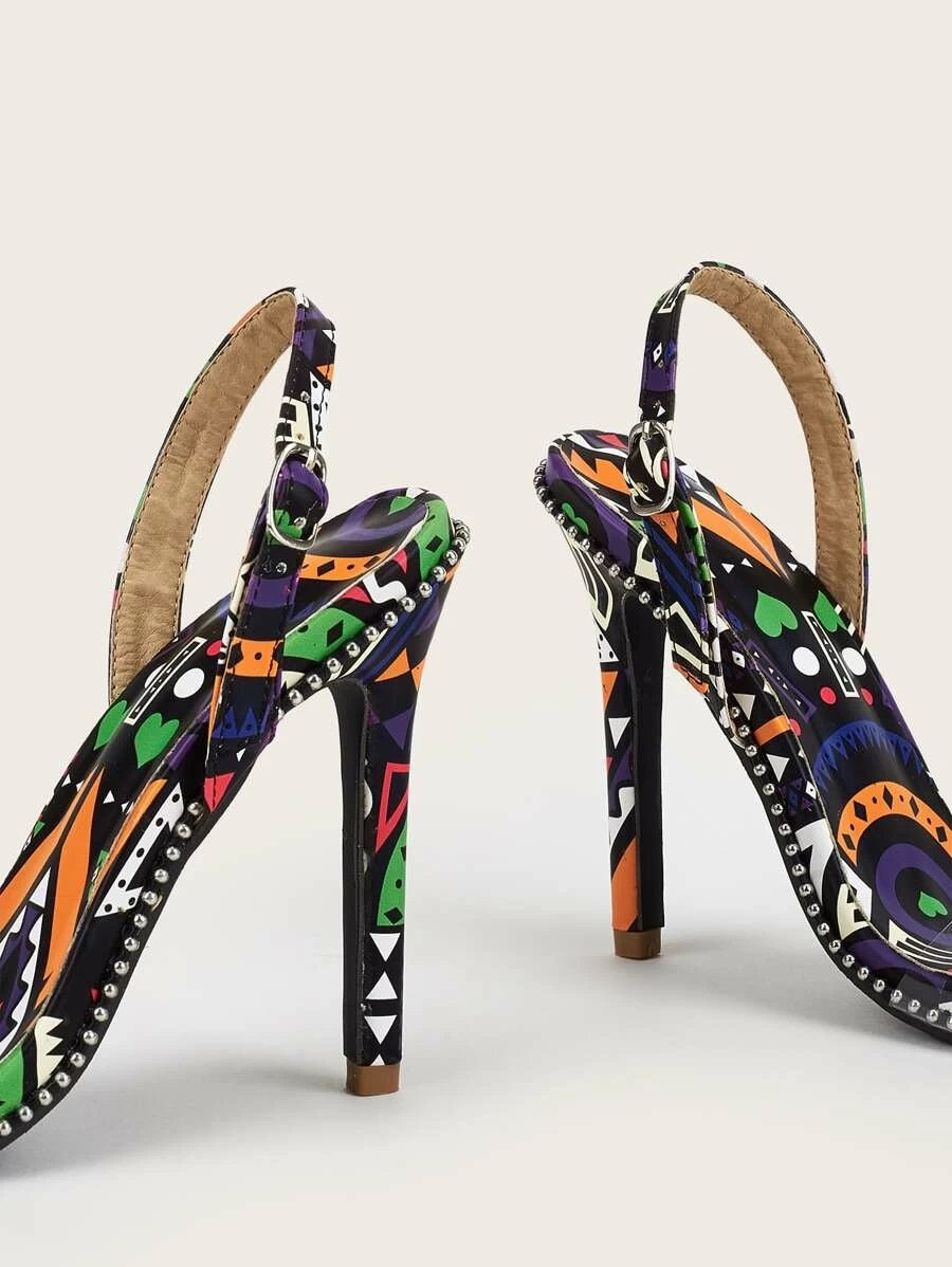 CM-SHS609905 Women Elegant Seoul Style Clear Strap Slingback Stiletto Heeled Sandals