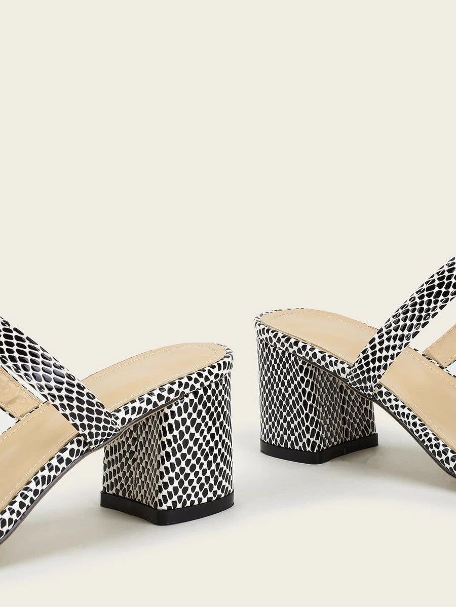 CM-SHS610926 Women Casual Seoul Style Double Strap Chunky Heeled Sandal Mules - Black