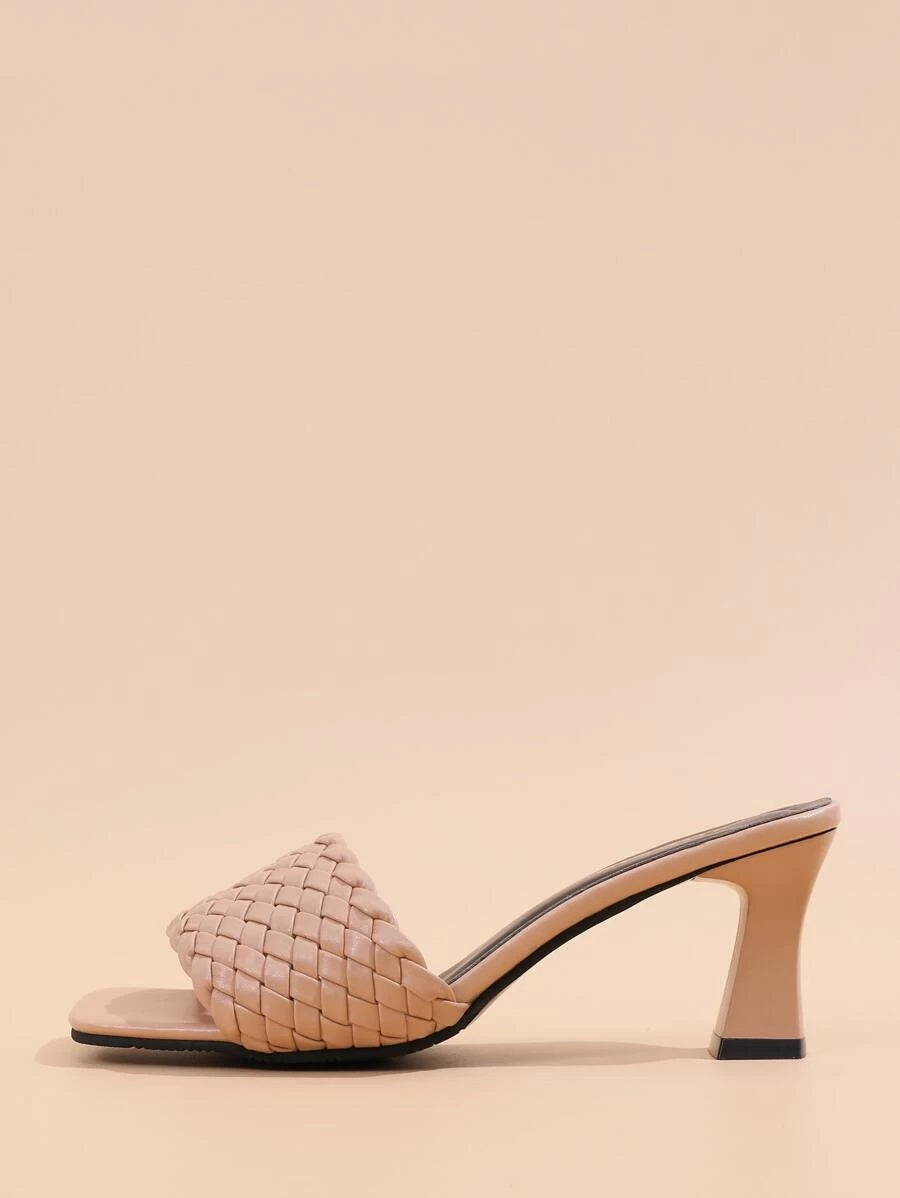 CM-SHS615795 Women Casual Seoul Style Braided Heeled Sandal Mules - Apricot