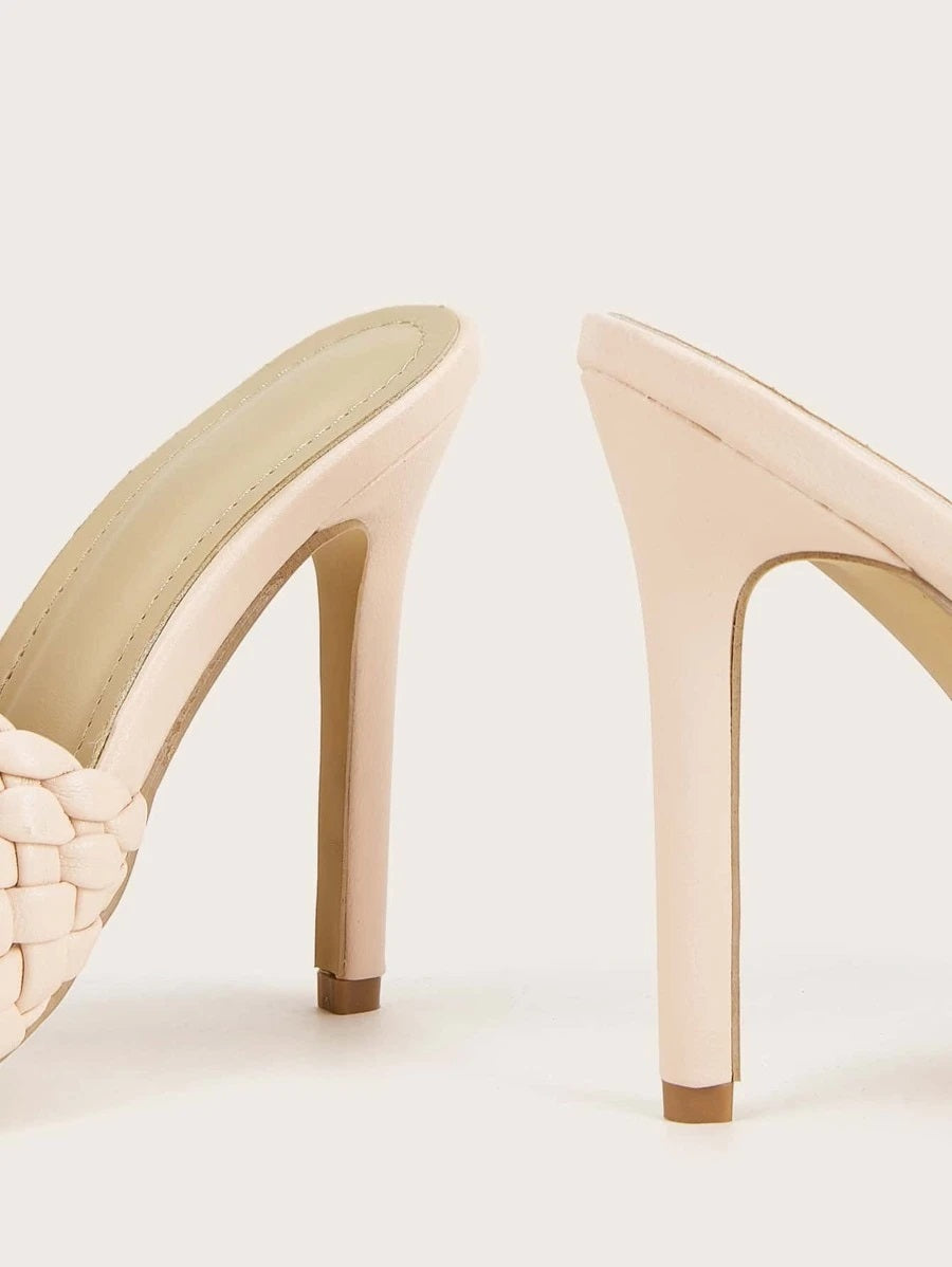 CM-SHS616501 Women Elegant Seoul Style Braided Stiletto Heeled Sandal Mules - Pink