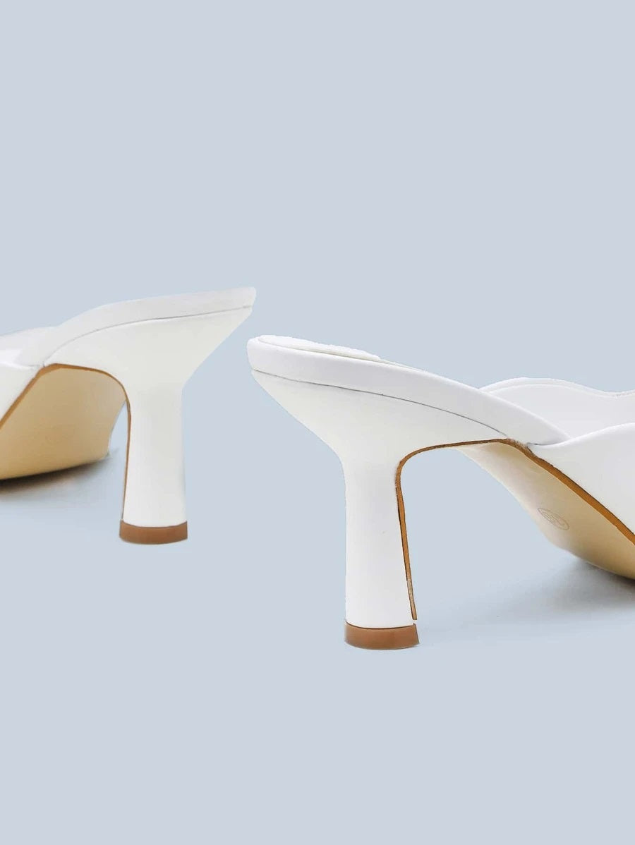 CM-SHS623544 Women Casual Seoul Style Open Toe Stiletto Heeled Mules - White