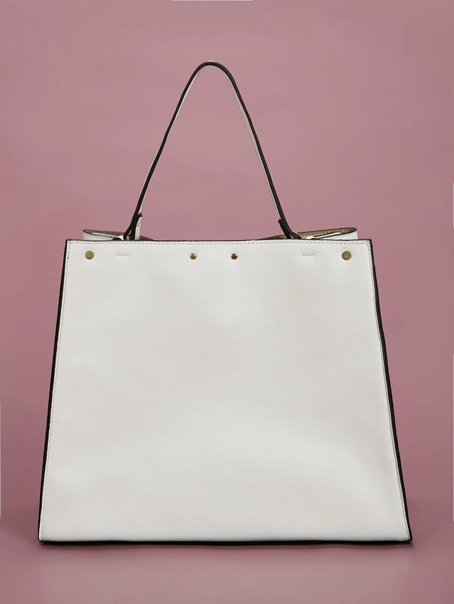 CM-BGS610987 Women Trendy Seoul Style Minimalist Satchel Bag - White