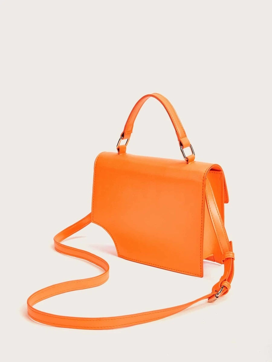 CM-BGS612572 Women Trendy Seoul Style Asymmetrical Satchel Bag - Orange