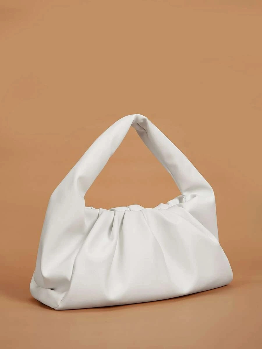 CM-BGS715961 Women Trendy Seoul Style Minimalist Ruched Bag - White