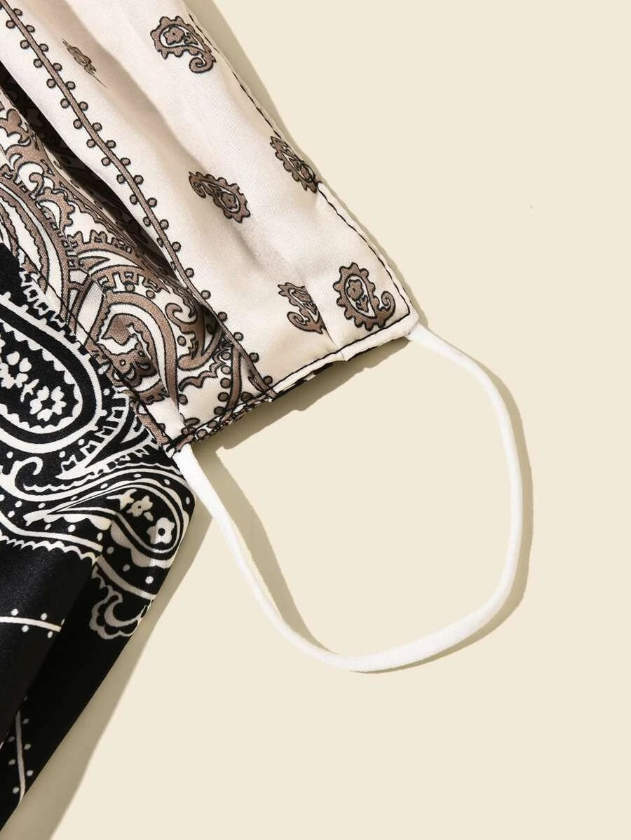 CM-FS720744 Women Paisley Print Silk Scarf Mask