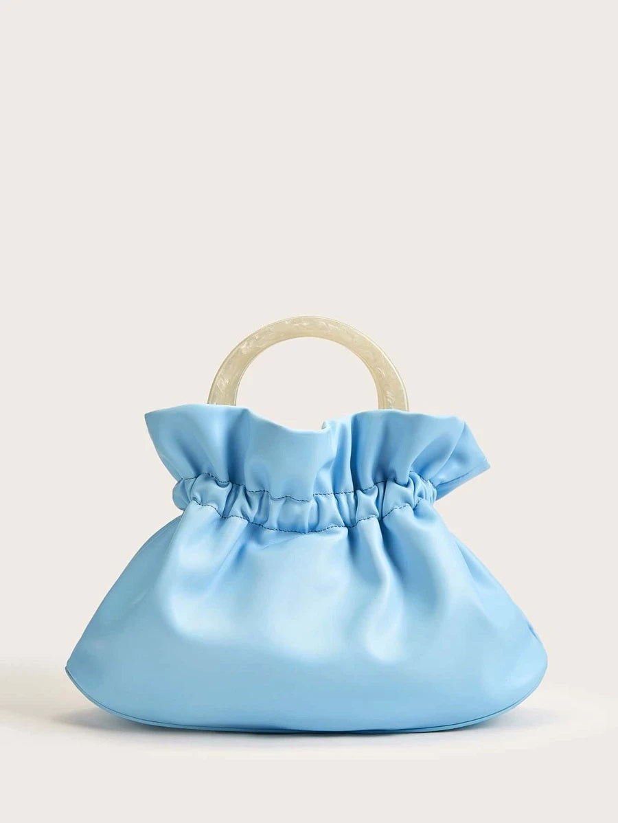 CM-BGS618510 Women Trendy Seoul Style Minimalist Ruched Bag With Double Handle