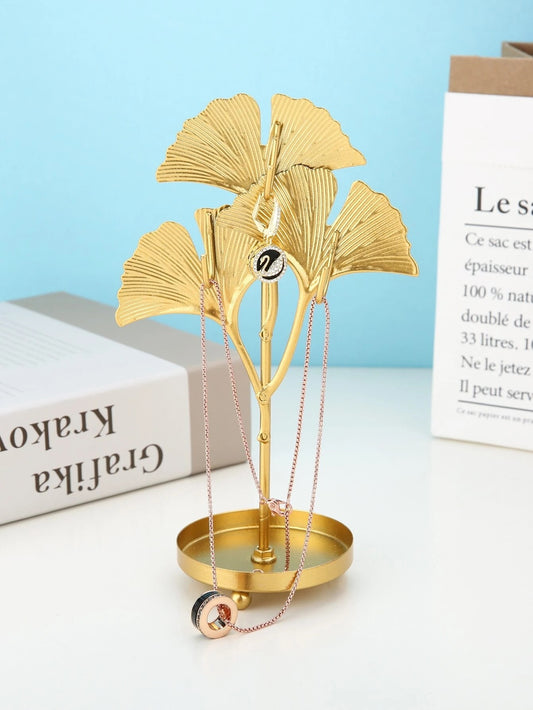 CM-HS904115 Ginkgo Biloba Shaped Jewelry Storage Rack - Gold