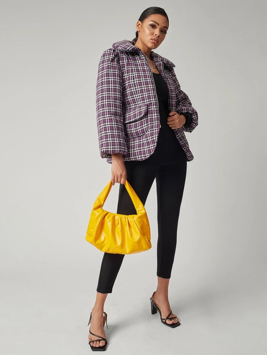 CM-BGS723253 Women Trendy Seoul Style Minimalist Ruched Bag - Yellow