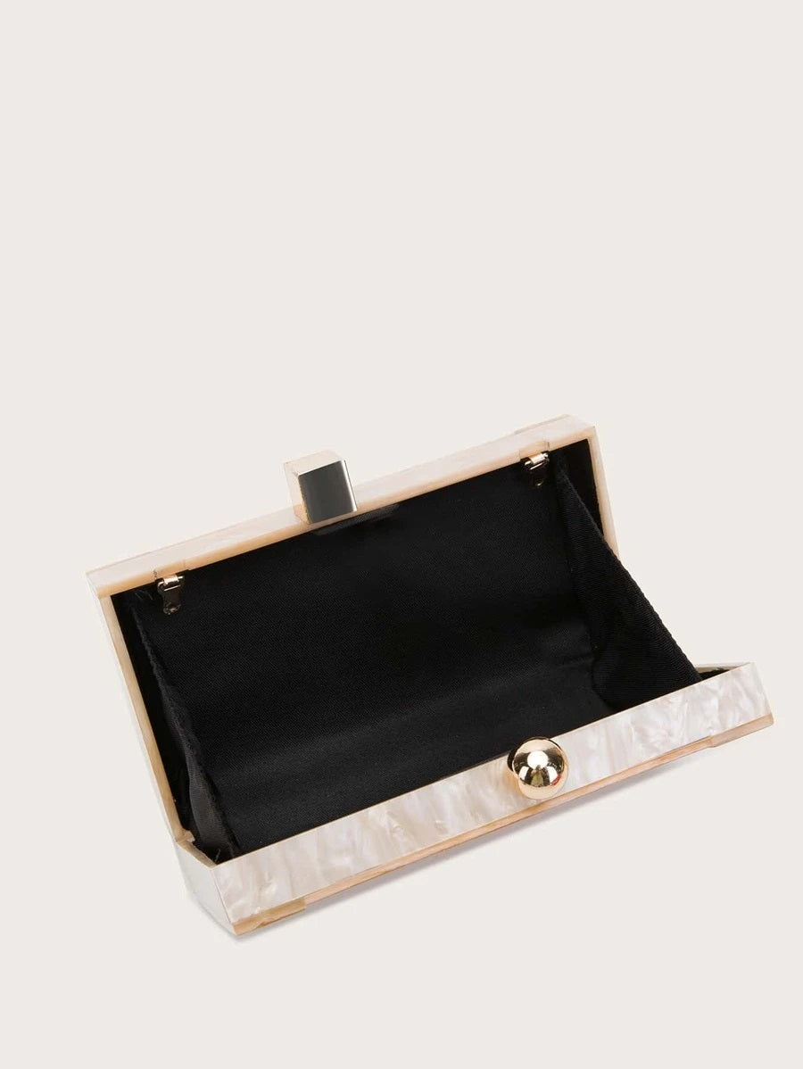 CM-BGS628498 Women Trendy Seoul Style Marble Pattern Chain Box Bag - Apricot