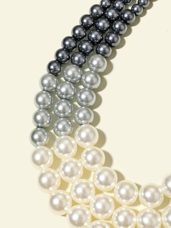 CM-AXS014958 Women Trendy Seoul Style Beaded Layered Necklace