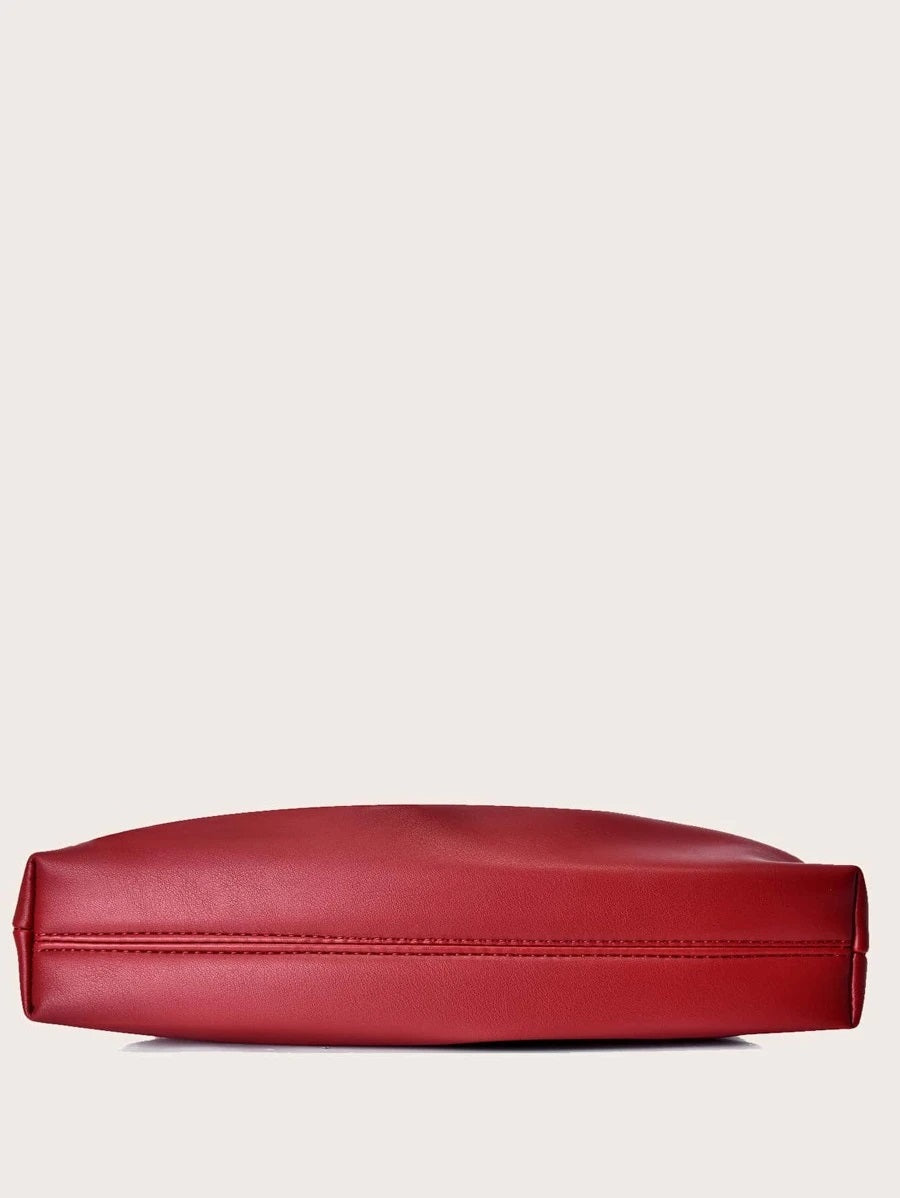 CM-BGS022423 Women Trendy Seoul Style Minimalist Ruched Bag - Red