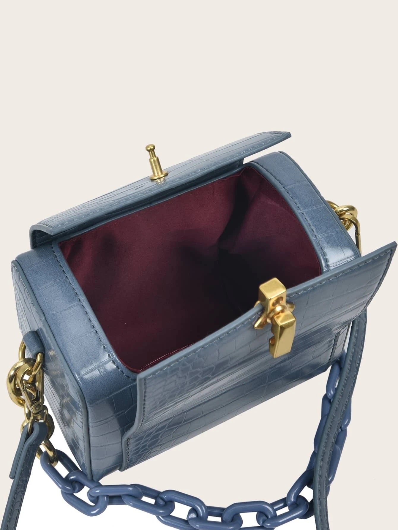 CM-BGS109335 Women Trendy Seoul Style Croc Embossed Shoulder Bag - Blue