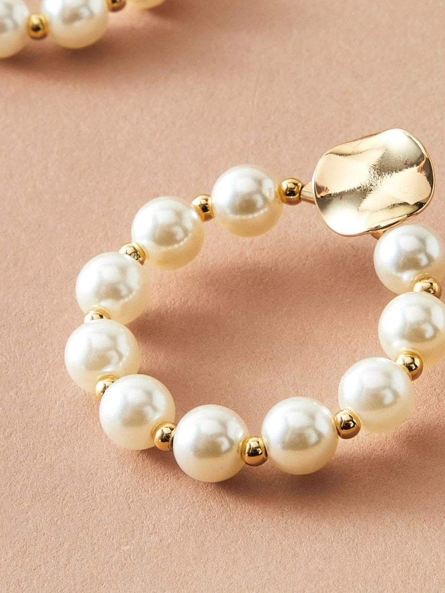 CM-AXS110859 Women Trendy Seoul Style Faux Pearl Drop Earrings