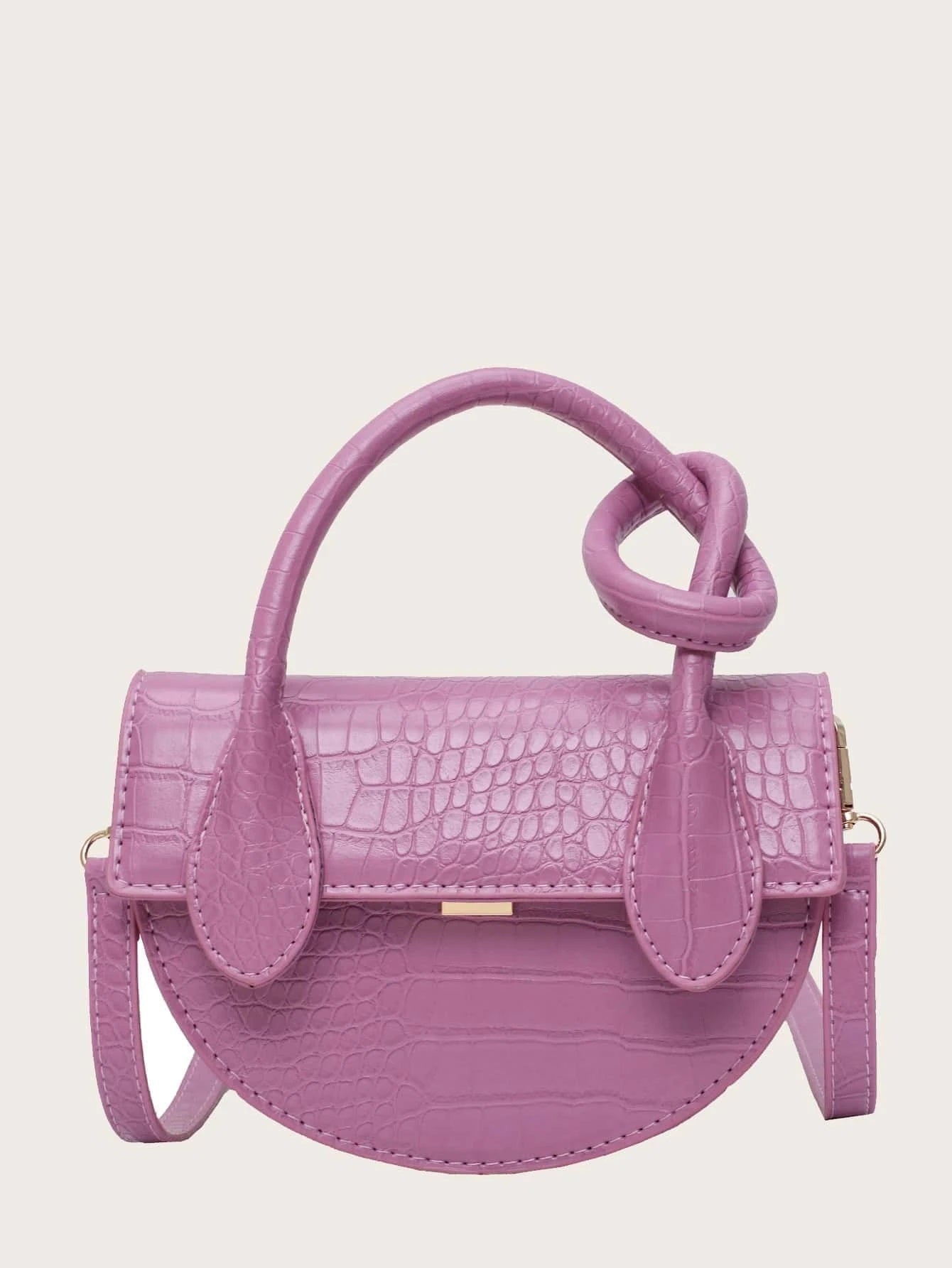 CM-BGS113443 Women Casual Seoul Style Semicircle Croc Embossed Satchel Bag - Purple