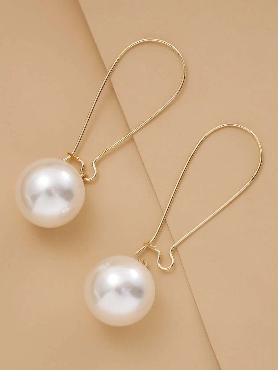 CM-AXS201646 Women Trendy Seoul Style Faux Pearl Decor Earrings - Gold
