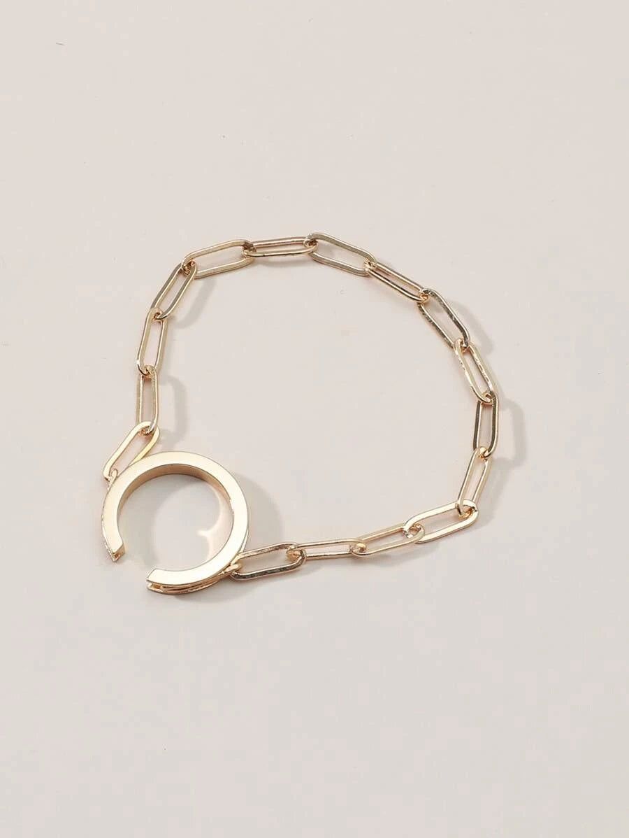 CM-AXS203583 Women Trendy Seoul Style Chain Drop Ear Cuff - Gold