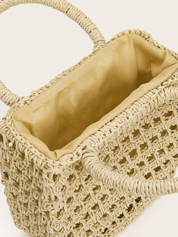 CM-BGS209112 Women Trendy Seoul Style Hollow Out Satchel Bag - Camel