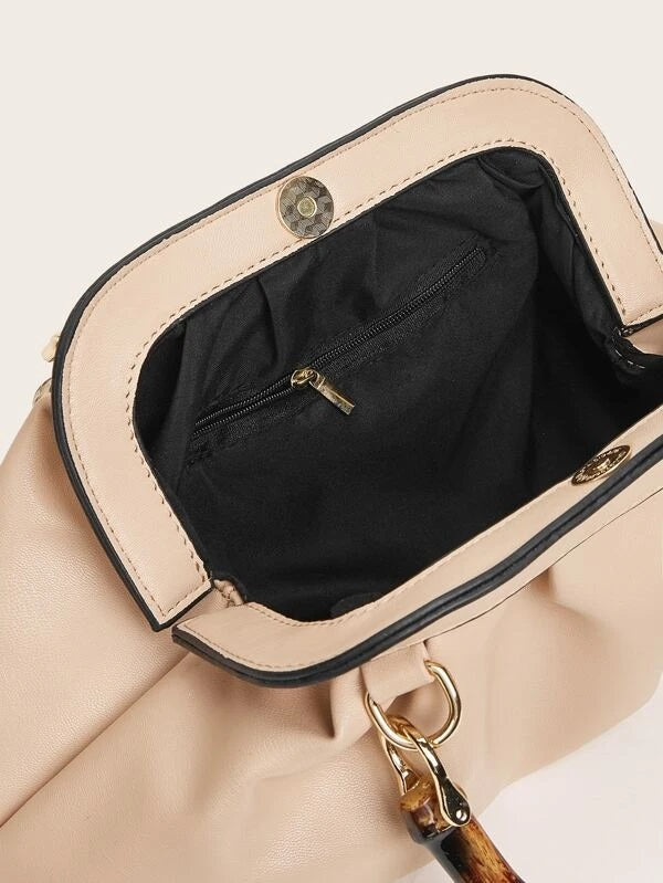 CM-BGS215440 Women Trendy Seoul Style Minimalist Ruched Bag - Dusty Pink