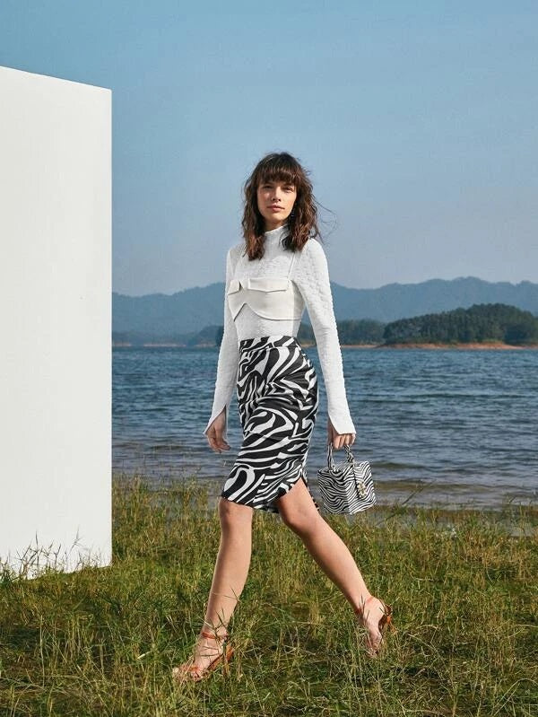 CM-BGS120442 Women Trendy Seoul Style Mini Zebra Striped Box Bag