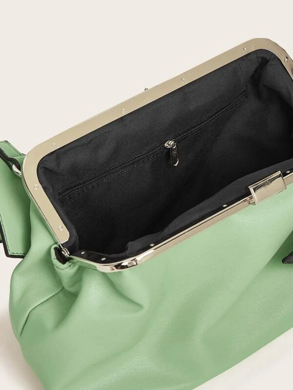CM-BGS126847 Women Casual Seoul Style Clip Top Crossbody Bag - Green