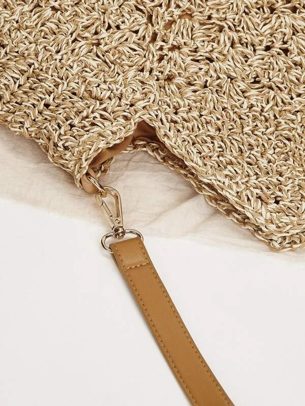 CM-BGS110828 Women Trendy Seoul Style Straw Tote Bag - Beige